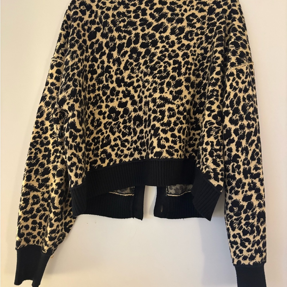Leopard Print Button-Up Sweater - image 3